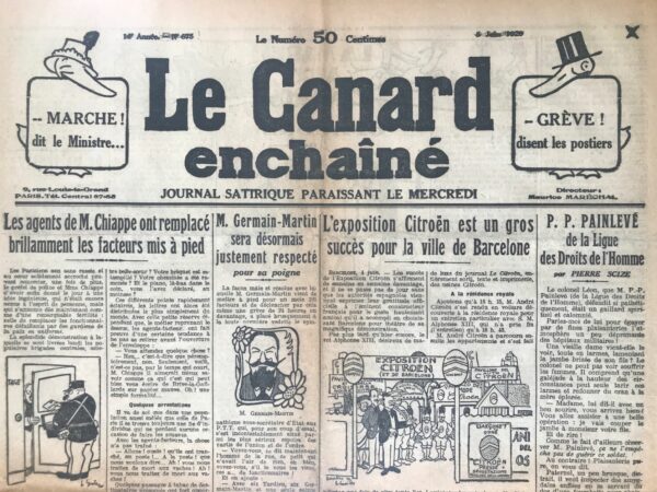 Couac ! | N° 675 du Canard Enchaîné - 5 Juin 1929 | Nos Exemplaires du Canard Enchaîné sont archivés dans de bonnes conditions de conservation (obscurité, hygrométrie maitrisée et faible température), ce qui s'avère indispensable pour des journaux anciens. | 675