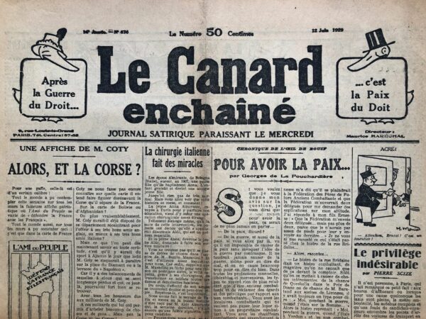 Couac ! | N° 676 du Canard Enchaîné - 12 Juin 1929 | Nos Exemplaires du Canard Enchaîné sont archivés dans de bonnes conditions de conservation (obscurité, hygrométrie maitrisée et faible température), ce qui s'avère indispensable pour des journaux anciens. | 676