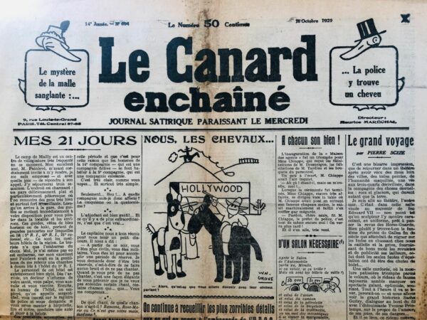 Couac ! | N° 694 du Canard Enchaîné - 16 Octobre 1929 | Nos Exemplaires du Canard Enchaîné sont archivés dans de bonnes conditions de conservation (obscurité, hygrométrie maitrisée et faible température), ce qui s'avère indispensable pour des journaux anciens. | 694