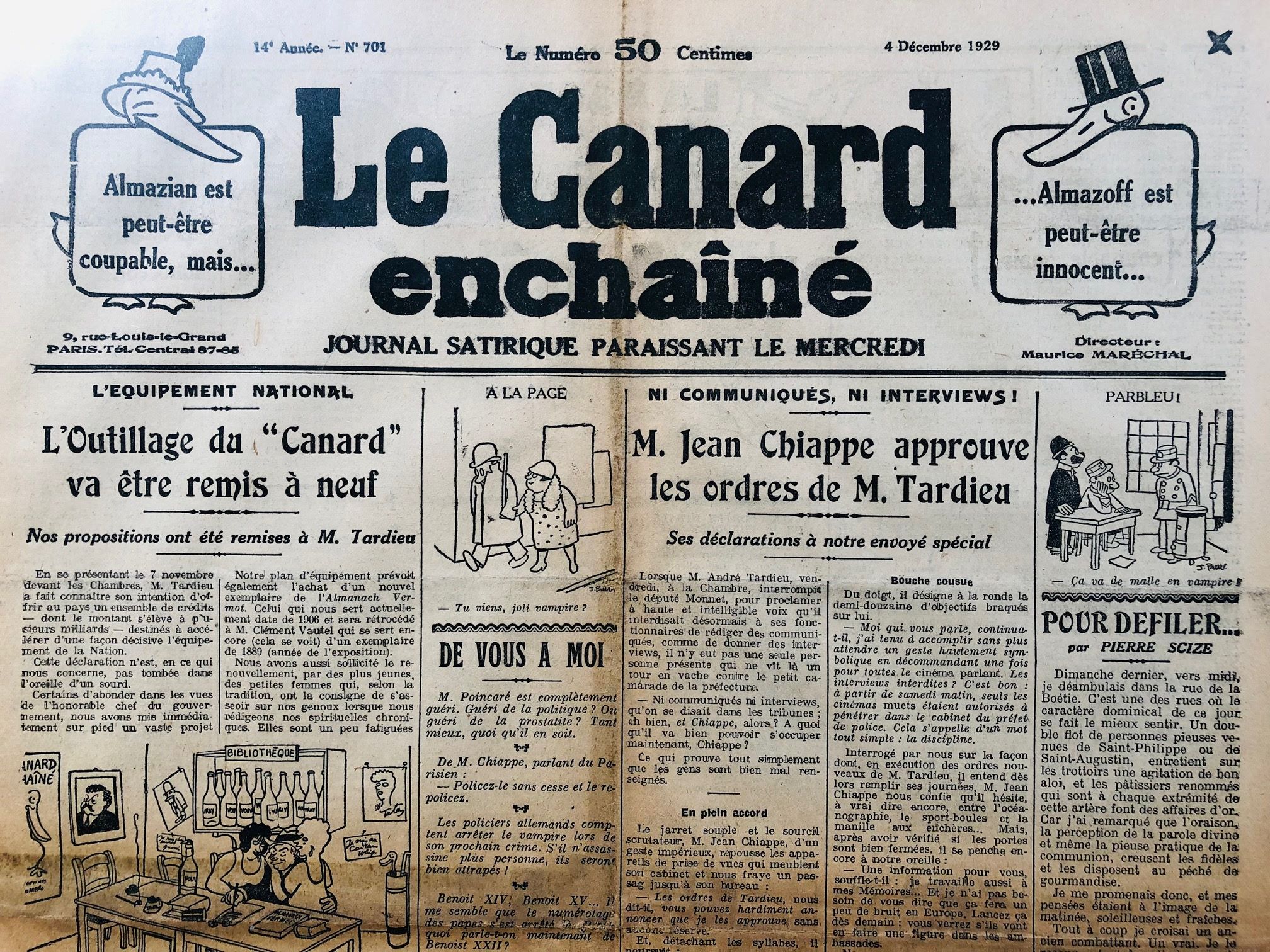 Couac ! | Acheter un Canard | Vente d'Anciens Journaux du Canard Enchaîné. Des Journaux Satiriques de Collection, Historiques & Authentiques de 1916 à 2004 ! | 701 1