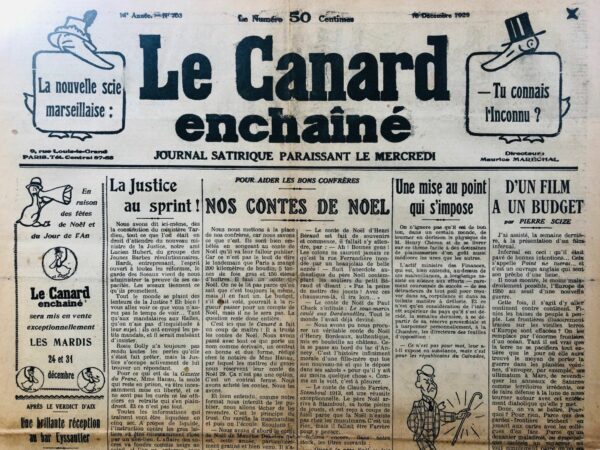 Couac ! | N° 703 du Canard Enchaîné - 18 Décembre 1929 | Nos Exemplaires du Canard Enchaîné sont archivés dans de bonnes conditions de conservation (obscurité, hygrométrie maitrisée et faible température), ce qui s'avère indispensable pour des journaux anciens. | 703 3