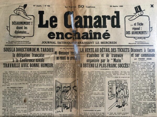 Couac ! | N° 709 du Canard Enchaîné - 29 Janvier 1930 | déchirures, légers manques restaurés. | 709