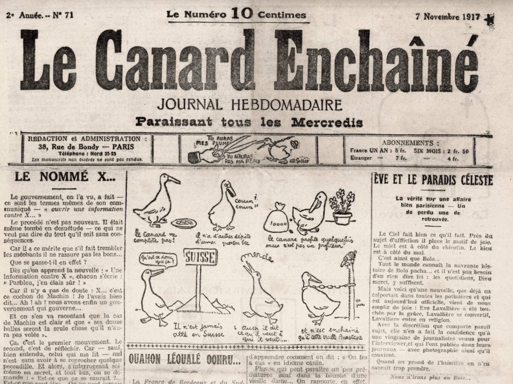 Couac ! | Acheter un Canard | Vente d'Anciens Journaux du Canard Enchaîné. Des Journaux Satiriques de Collection, Historiques & Authentiques de 1916 à 2004 ! | 71 4