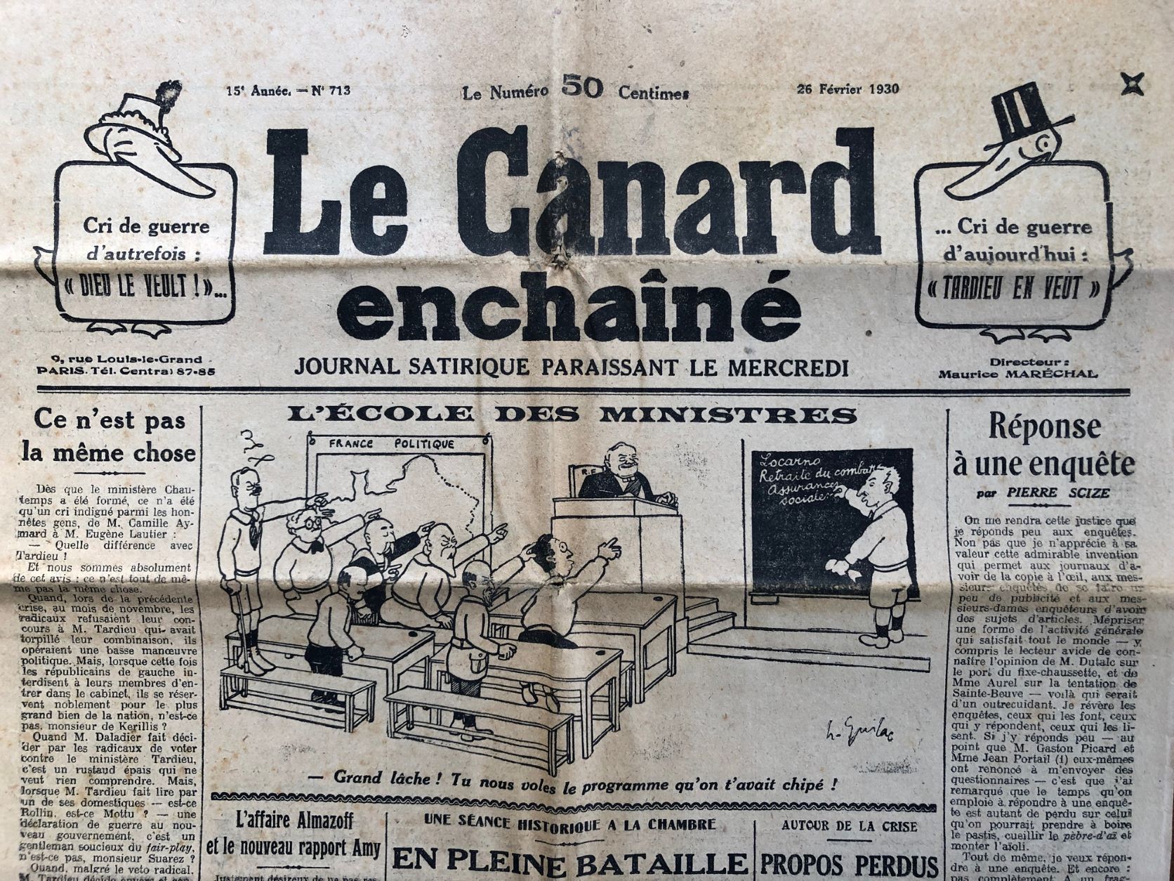 Couac ! | Acheter un Canard | Vente d'Anciens Journaux du Canard Enchaîné. Des Journaux Satiriques de Collection, Historiques & Authentiques de 1916 à 2004 ! | 713