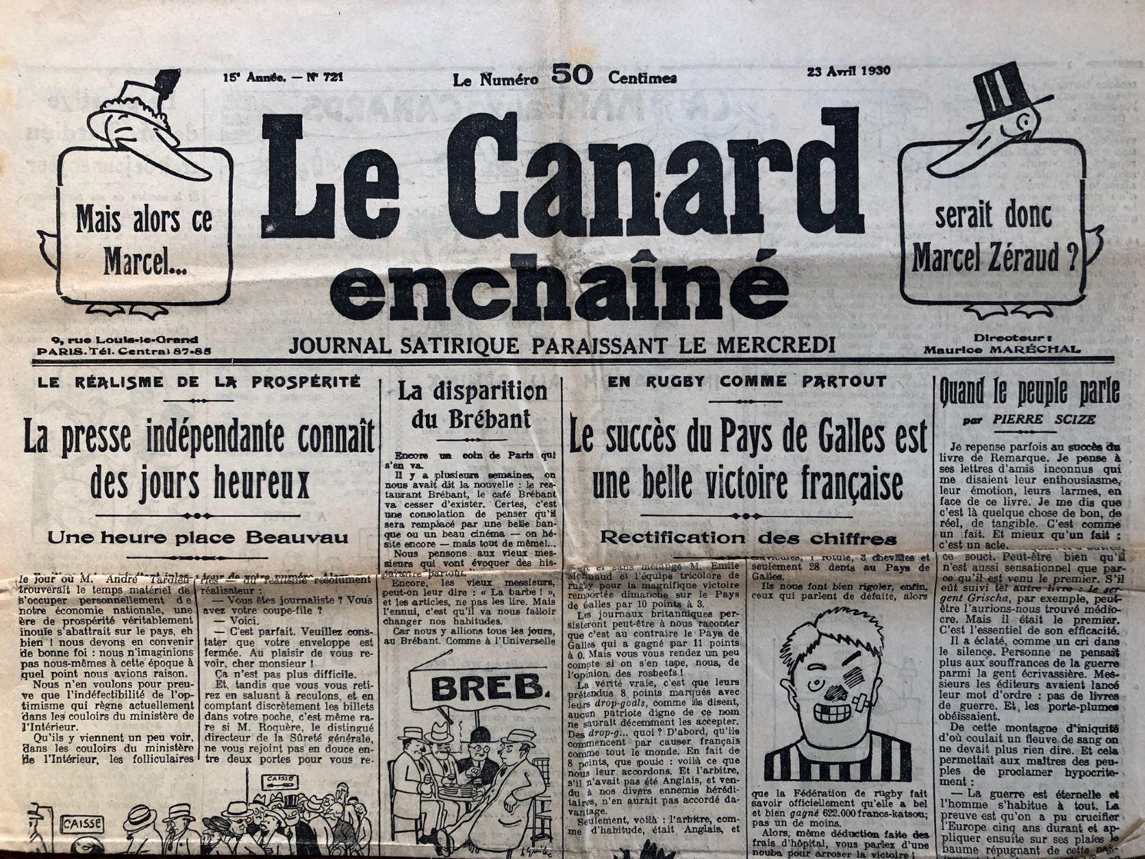 Couac ! | Acheter un Canard | Vente d'Anciens Journaux du Canard Enchaîné. Des Journaux Satiriques de Collection, Historiques & Authentiques de 1916 à 2004 ! | 721