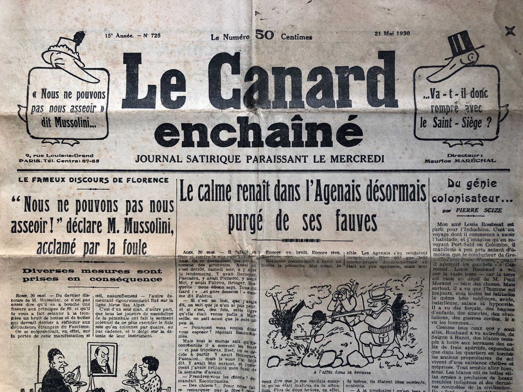 Couac ! | Acheter un Canard | Vente d'Anciens Journaux du Canard Enchaîné. Des Journaux Satiriques de Collection, Historiques & Authentiques de 1916 à 2004 ! | 725