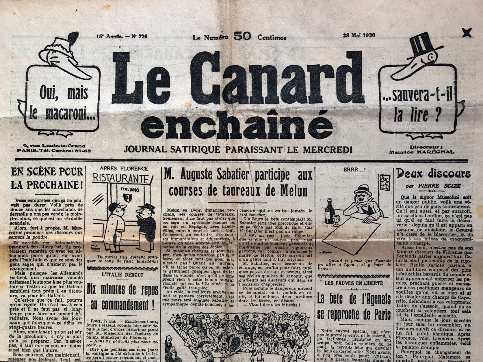 Couac ! | Acheter un Canard | Vente d'Anciens Journaux du Canard Enchaîné. Des Journaux Satiriques de Collection, Historiques & Authentiques de 1916 à 2004 ! | 726