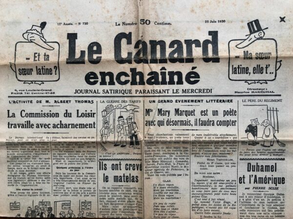 Couac ! | N° 730 du Canard Enchaîné - 25 Juin 1930 | Nos Exemplaires du Canard Enchaîné sont archivés dans de bonnes conditions de conservation (obscurité, hygrométrie maitrisée et faible température), ce qui s'avère indispensable pour des journaux anciens. | 730