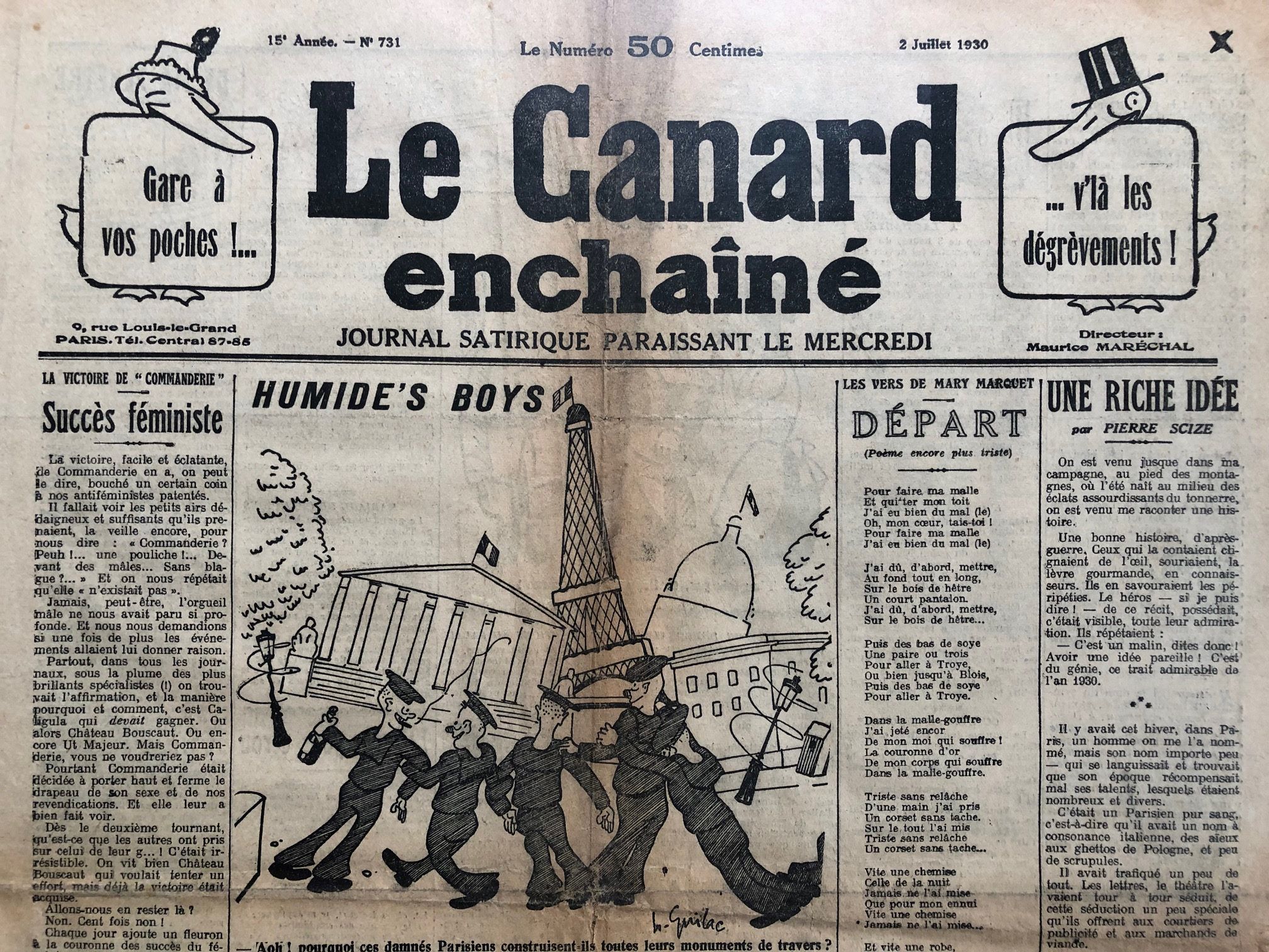 Couac ! | Acheter un Canard | Vente d'Anciens Journaux du Canard Enchaîné. Des Journaux Satiriques de Collection, Historiques & Authentiques de 1916 à 2004 ! | 731