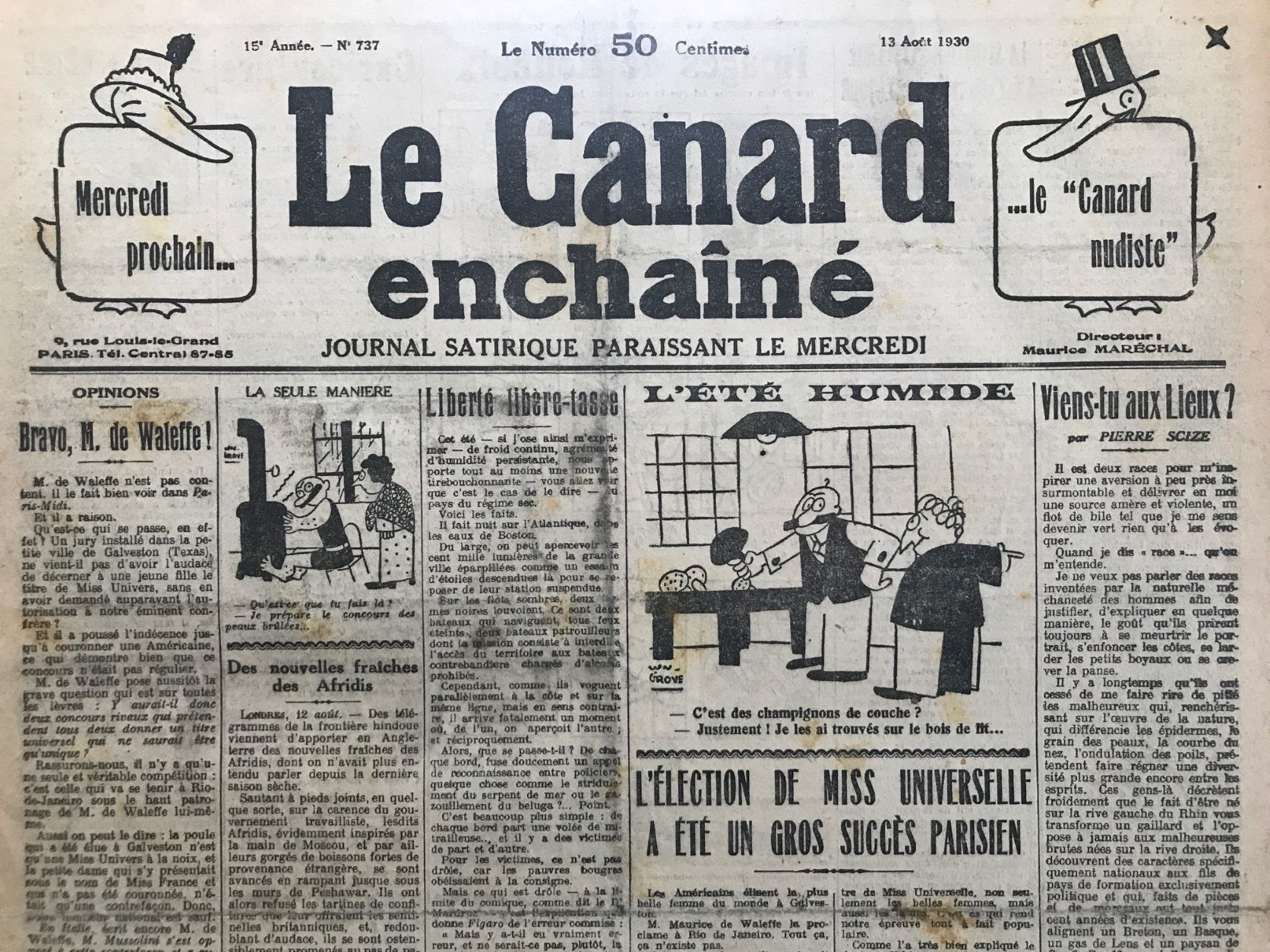 Couac ! | Acheter un Canard | Vente d'Anciens Journaux du Canard Enchaîné. Des Journaux Satiriques de Collection, Historiques & Authentiques de 1916 à 2004 ! | 737