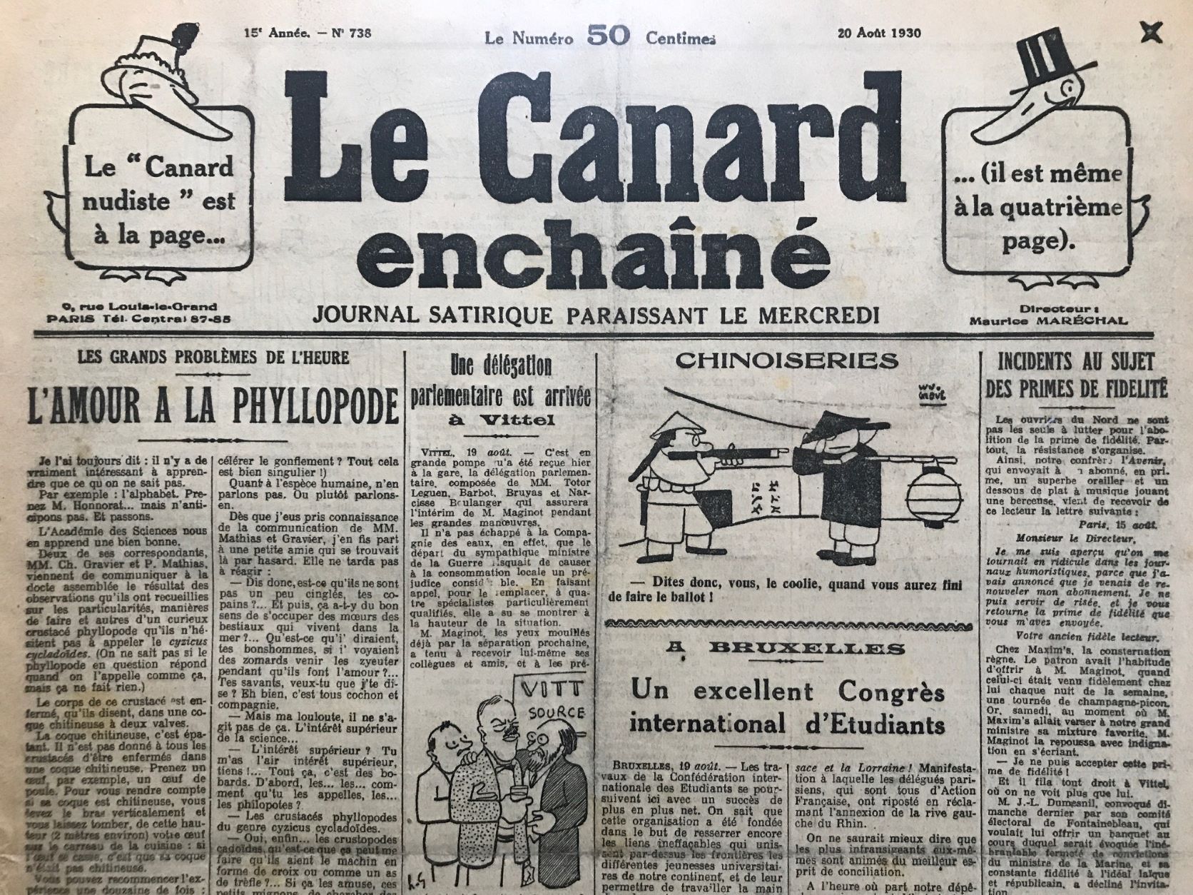 Couac ! | Acheter un Canard | Vente d'Anciens Journaux du Canard Enchaîné. Des Journaux Satiriques de Collection, Historiques & Authentiques de 1916 à 2004 ! | 738