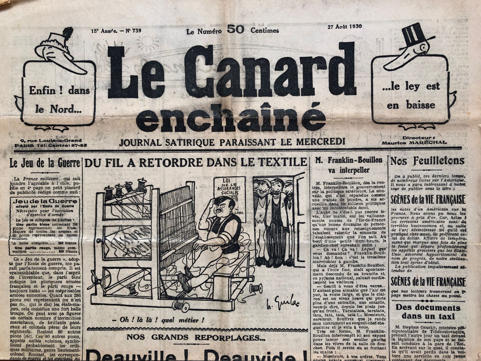 Couac ! | Acheter un Canard | Vente d'Anciens Journaux du Canard Enchaîné. Des Journaux Satiriques de Collection, Historiques & Authentiques de 1916 à 2004 ! | 739