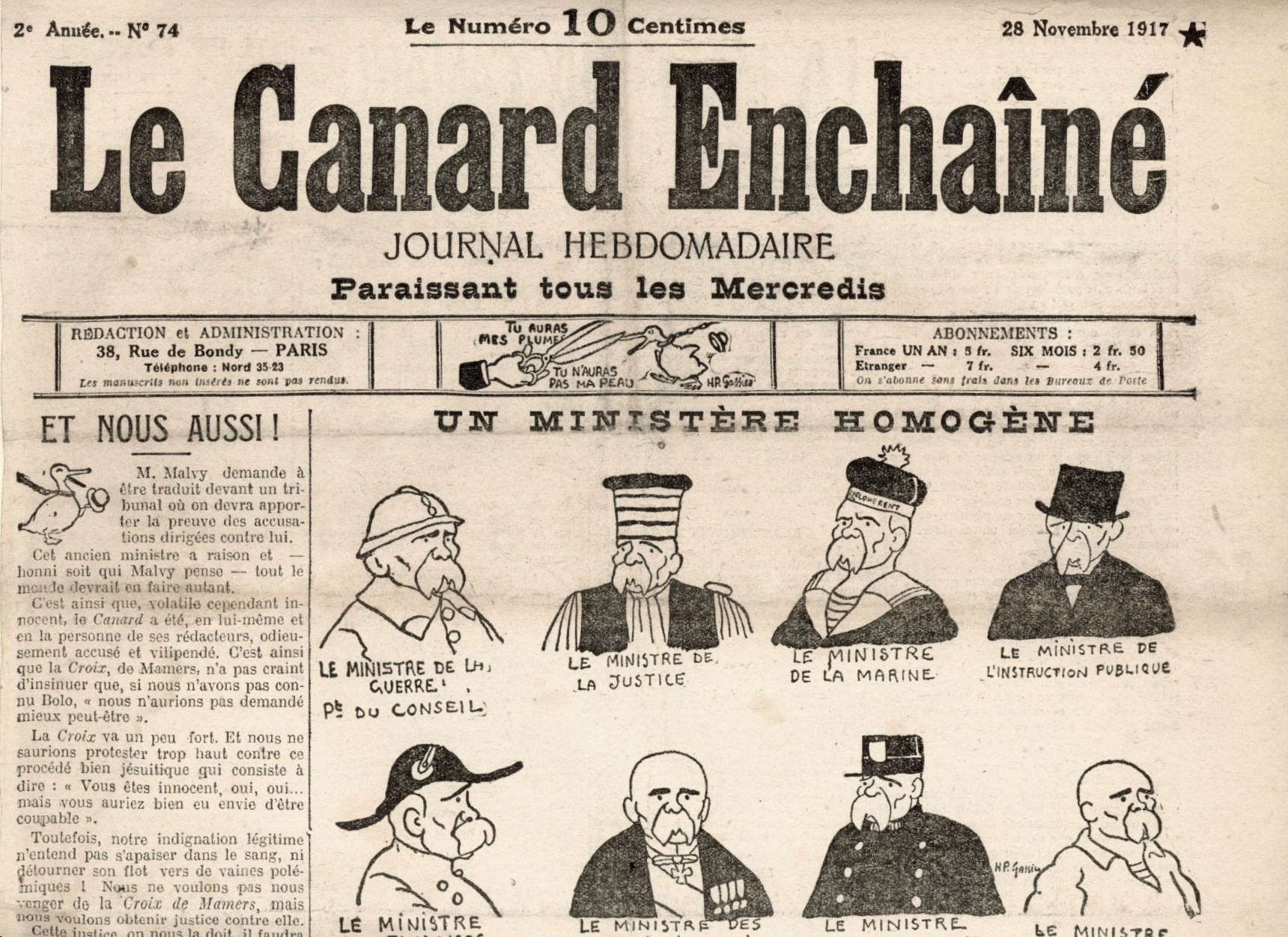 Couac ! | Acheter un Canard | Vente d'Anciens Journaux du Canard Enchaîné. Des Journaux Satiriques de Collection, Historiques & Authentiques de 1916 à 2004 ! | 74 4