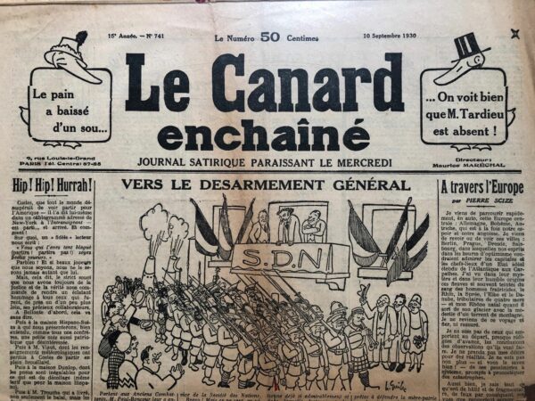 Couac ! | N° 741 du Canard Enchaîné - 10 Septembre 1930 | Nos Exemplaires du Canard Enchaîné sont archivés dans de bonnes conditions de conservation (obscurité, hygrométrie maitrisée et faible température), ce qui s'avère indispensable pour des journaux anciens. | 741