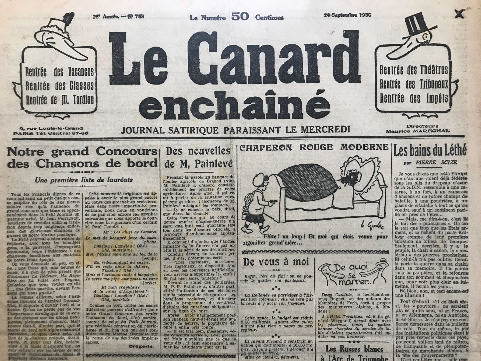 Couac ! | Acheter un Canard | Vente d'Anciens Journaux du Canard Enchaîné. Des Journaux Satiriques de Collection, Historiques & Authentiques de 1916 à 2004 ! | 743