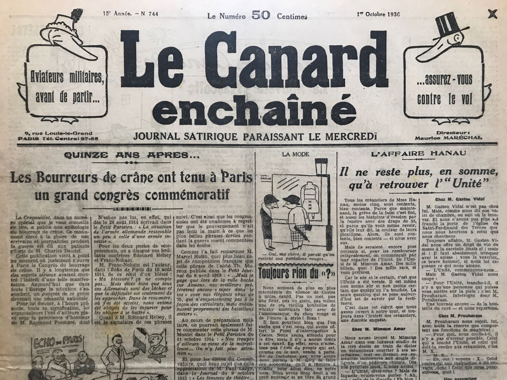 Couac ! | Acheter un Canard | Vente d'Anciens Journaux du Canard Enchaîné. Des Journaux Satiriques de Collection, Historiques & Authentiques de 1916 à 2004 ! | 744