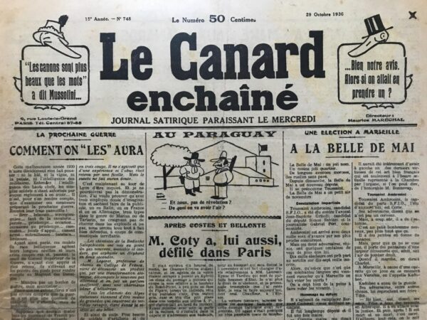 Couac ! | N° 748 du Canard Enchaîné - 29 Octobre 1930 | Nos Exemplaires du Canard Enchaîné sont archivés dans de bonnes conditions de conservation (obscurité, hygrométrie maitrisée et faible température), ce qui s'avère indispensable pour des journaux anciens. | 748