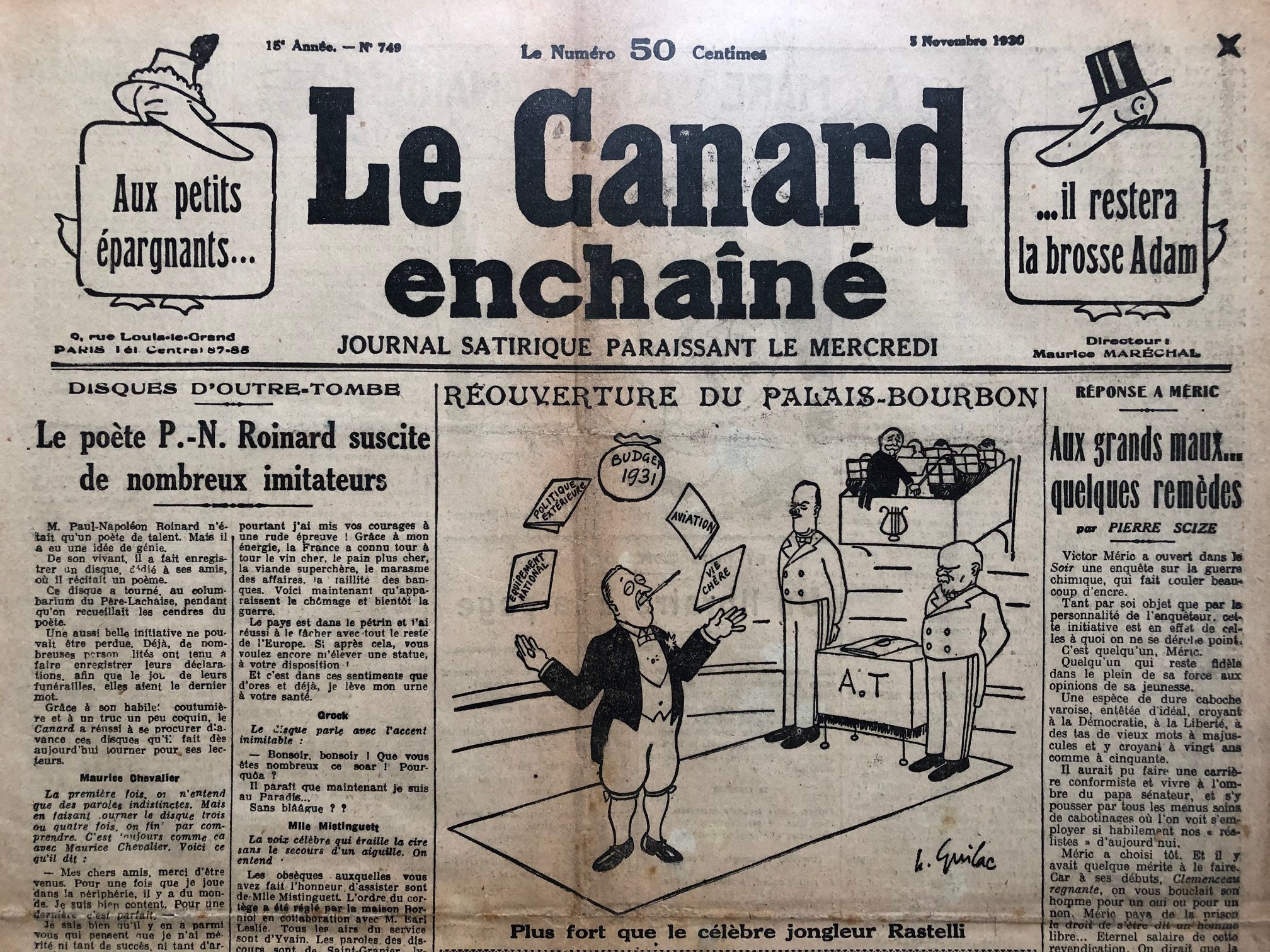 Couac ! | Acheter un Canard | Vente d'Anciens Journaux du Canard Enchaîné. Des Journaux Satiriques de Collection, Historiques & Authentiques de 1916 à 2004 ! | 749