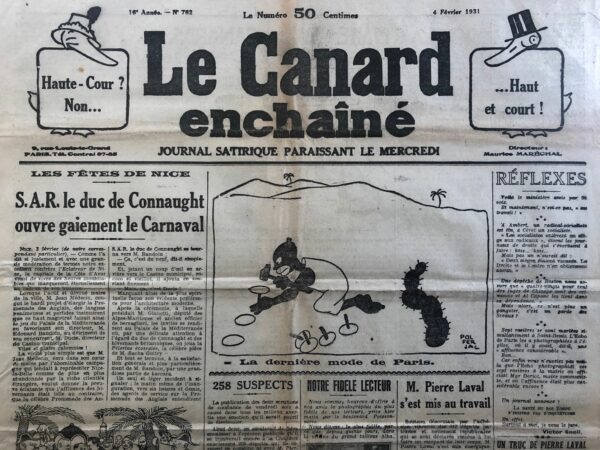 Couac ! | N° 762 du Canard Enchaîné - 4 Février 1931 | Nos Exemplaires du Canard Enchaîné sont archivés dans de bonnes conditions de conservation (obscurité, hygrométrie maitrisée et faible température), ce qui s'avère indispensable pour des journaux anciens. | 762