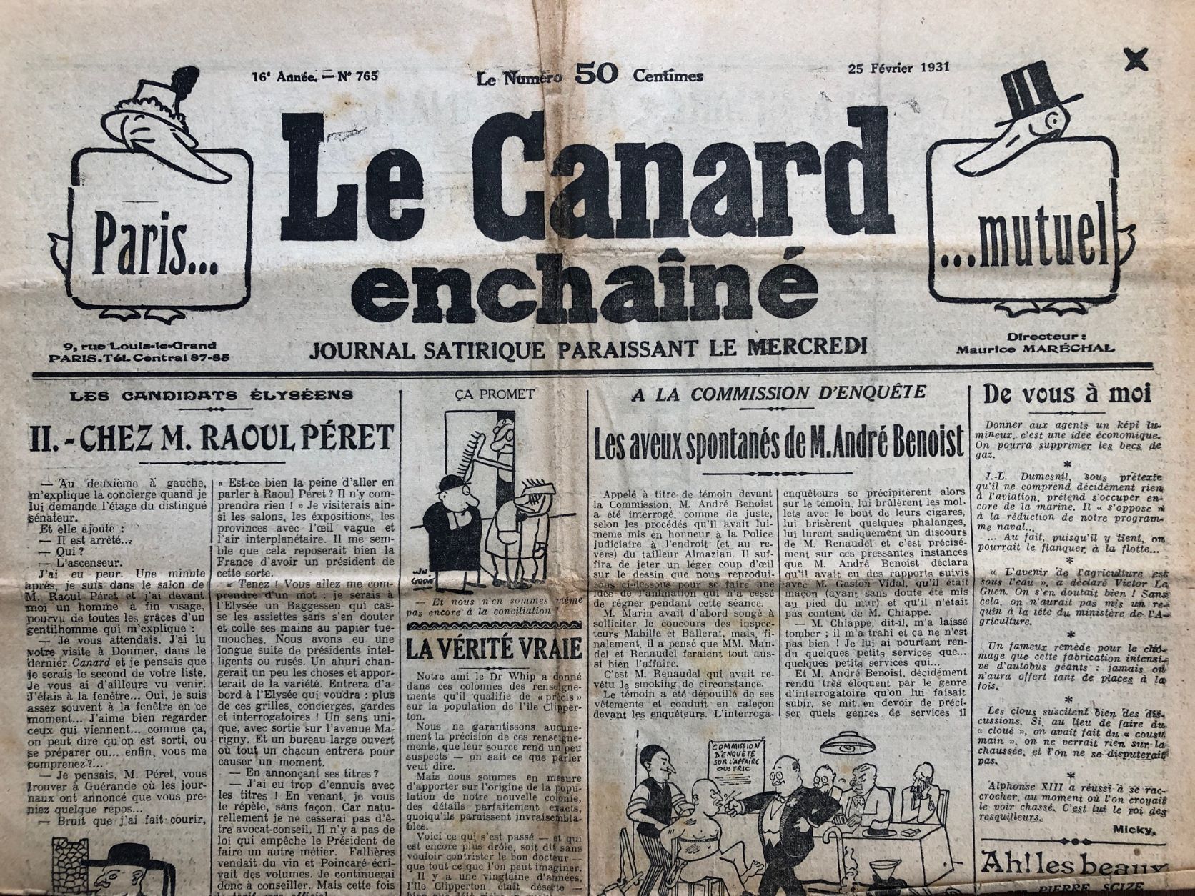 Couac ! | Acheter un Canard | Vente d'Anciens Journaux du Canard Enchaîné. Des Journaux Satiriques de Collection, Historiques & Authentiques de 1916 à 2004 ! | 765