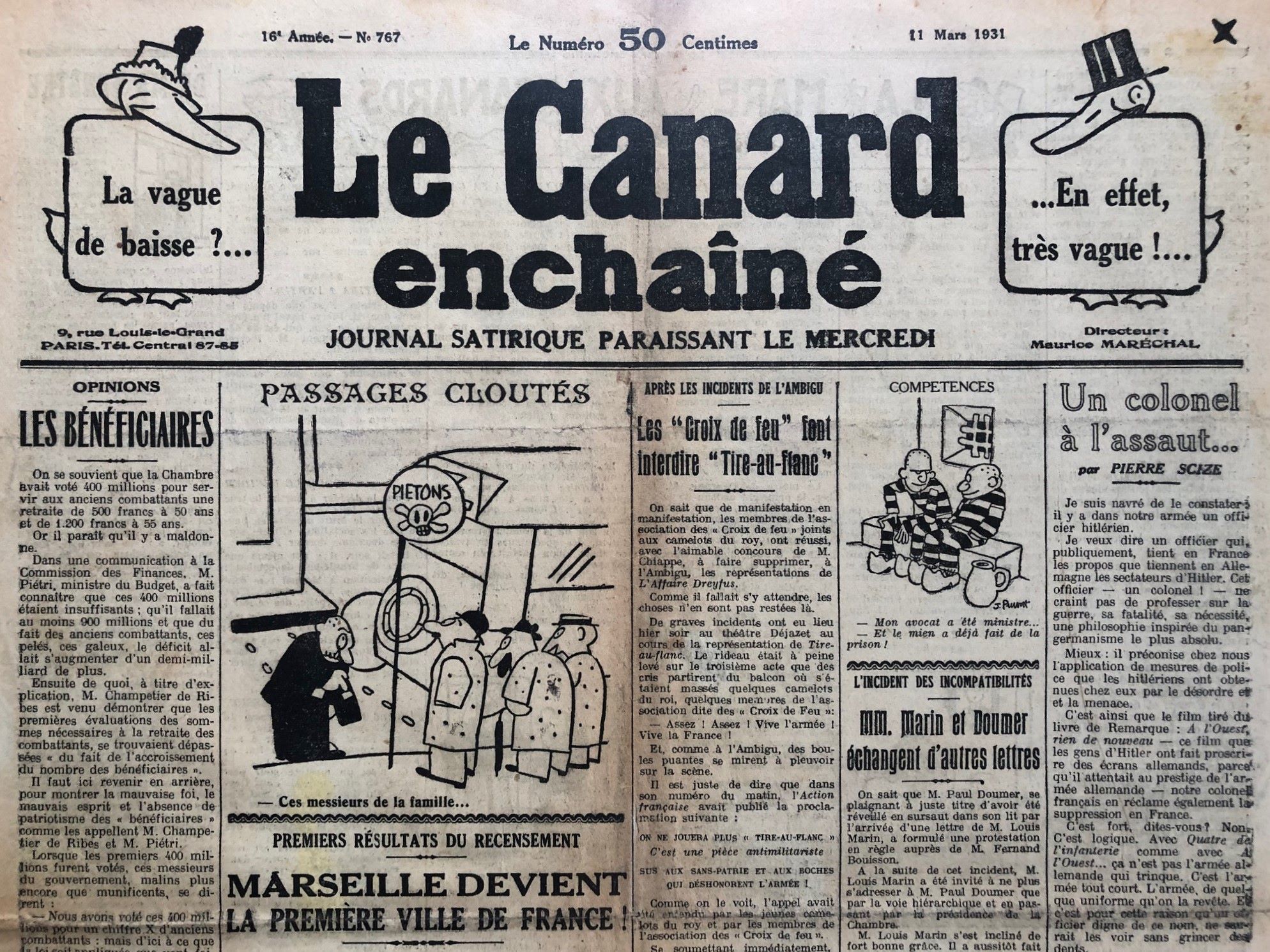 Couac ! | Acheter un Canard | Vente d'Anciens Journaux du Canard Enchaîné. Des Journaux Satiriques de Collection, Historiques & Authentiques de 1916 à 2004 ! | 767