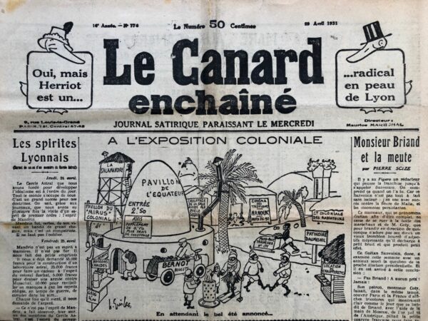 Couac ! | N° 774 du Canard Enchaîné - 29 Avril 1931 | Nos Exemplaires du Canard Enchaîné sont archivés dans de bonnes conditions de conservation (obscurité, hygrométrie maitrisée et faible température), ce qui s'avère indispensable pour des journaux anciens. | 774