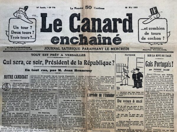 Couac ! | N° 776 du Canard Enchaîné - 13 Mai 1931 | Nos Exemplaires du Canard Enchaîné sont archivés dans de bonnes conditions de conservation (obscurité, hygrométrie maitrisée et faible température), ce qui s'avère indispensable pour des journaux anciens. | 776