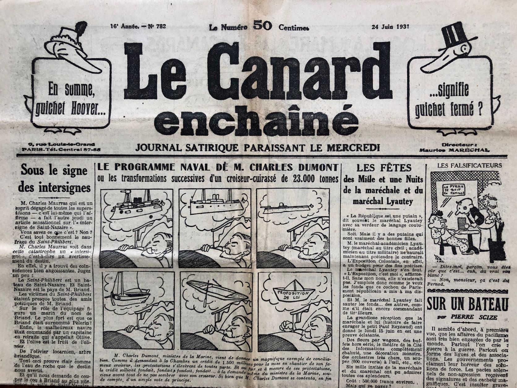 Couac ! | Acheter un Canard | Vente d'Anciens Journaux du Canard Enchaîné. Des Journaux Satiriques de Collection, Historiques & Authentiques de 1916 à 2004 ! | 782