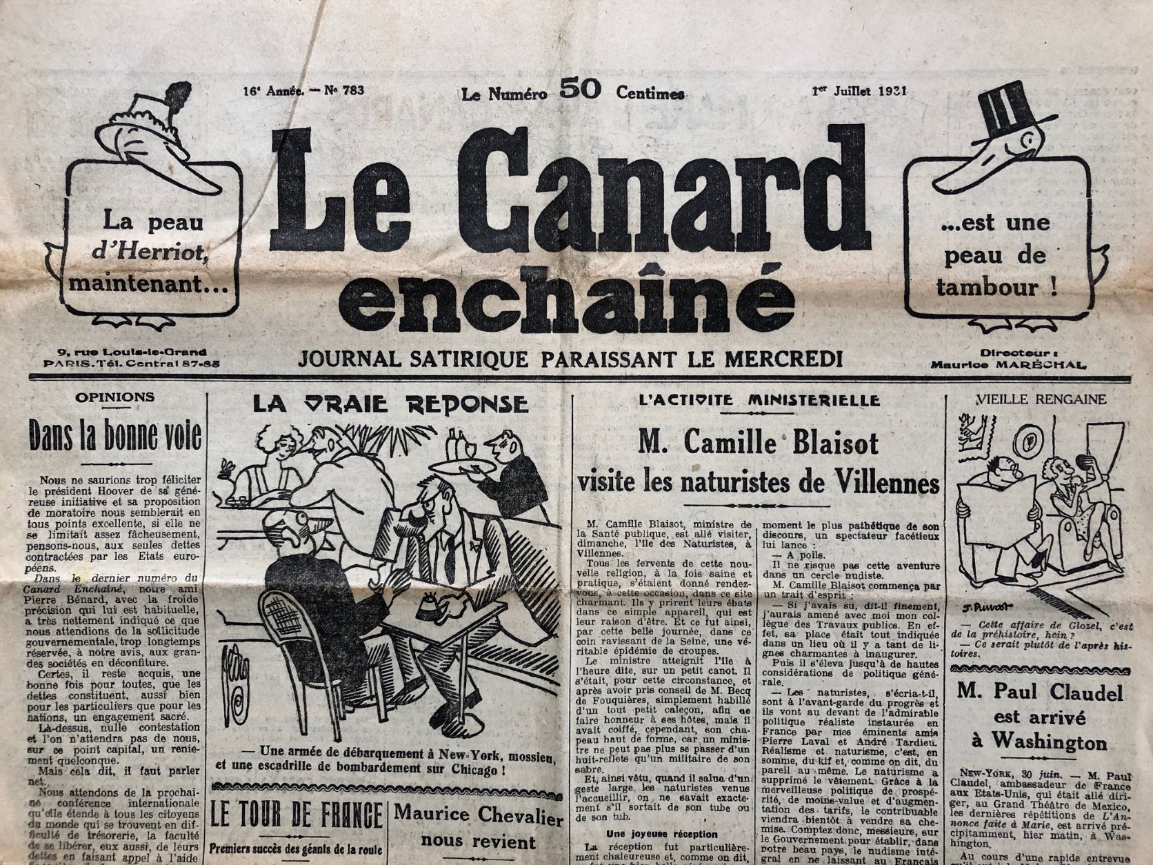 Couac ! | Acheter un Canard | Vente d'Anciens Journaux du Canard Enchaîné. Des Journaux Satiriques de Collection, Historiques & Authentiques de 1916 à 2004 ! | 783