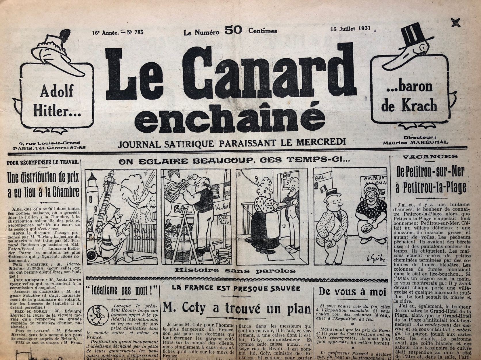 Couac ! | Acheter un Canard | Vente d'Anciens Journaux du Canard Enchaîné. Des Journaux Satiriques de Collection, Historiques & Authentiques de 1916 à 2004 ! | 785