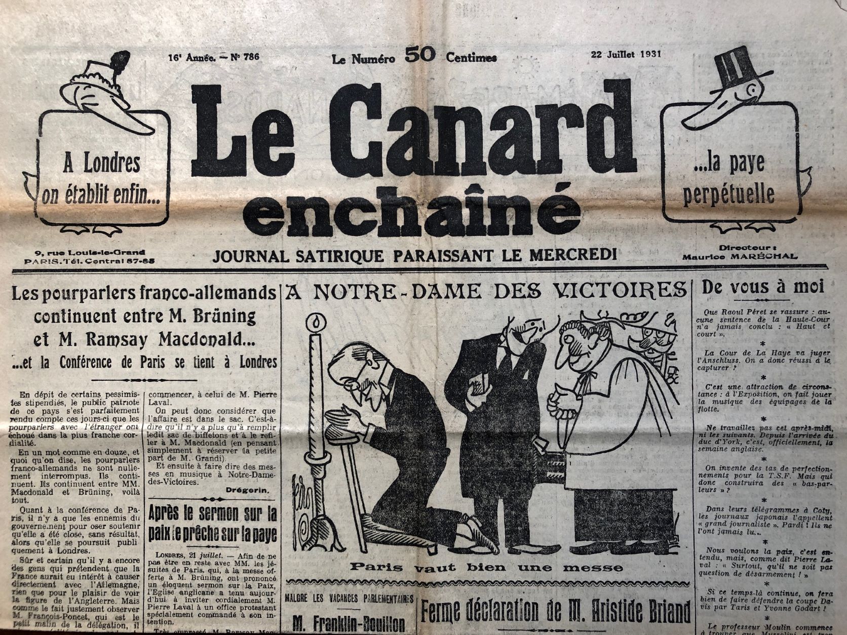 Couac ! | Acheter un Canard | Vente d'Anciens Journaux du Canard Enchaîné. Des Journaux Satiriques de Collection, Historiques & Authentiques de 1916 à 2004 ! | 786