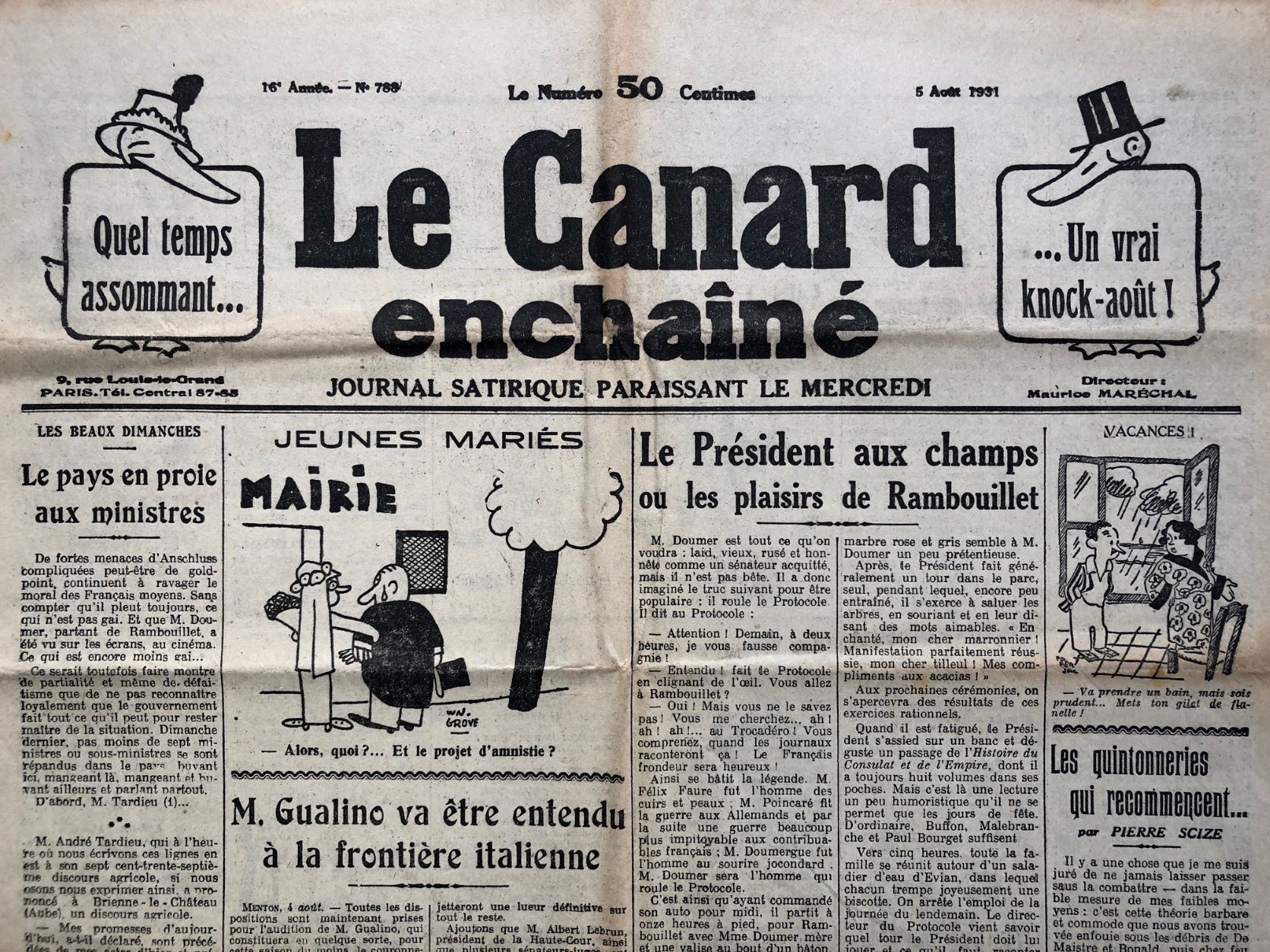 Couac ! | Acheter un Canard | Vente d'Anciens Journaux du Canard Enchaîné. Des Journaux Satiriques de Collection, Historiques & Authentiques de 1916 à 2004 ! | 788