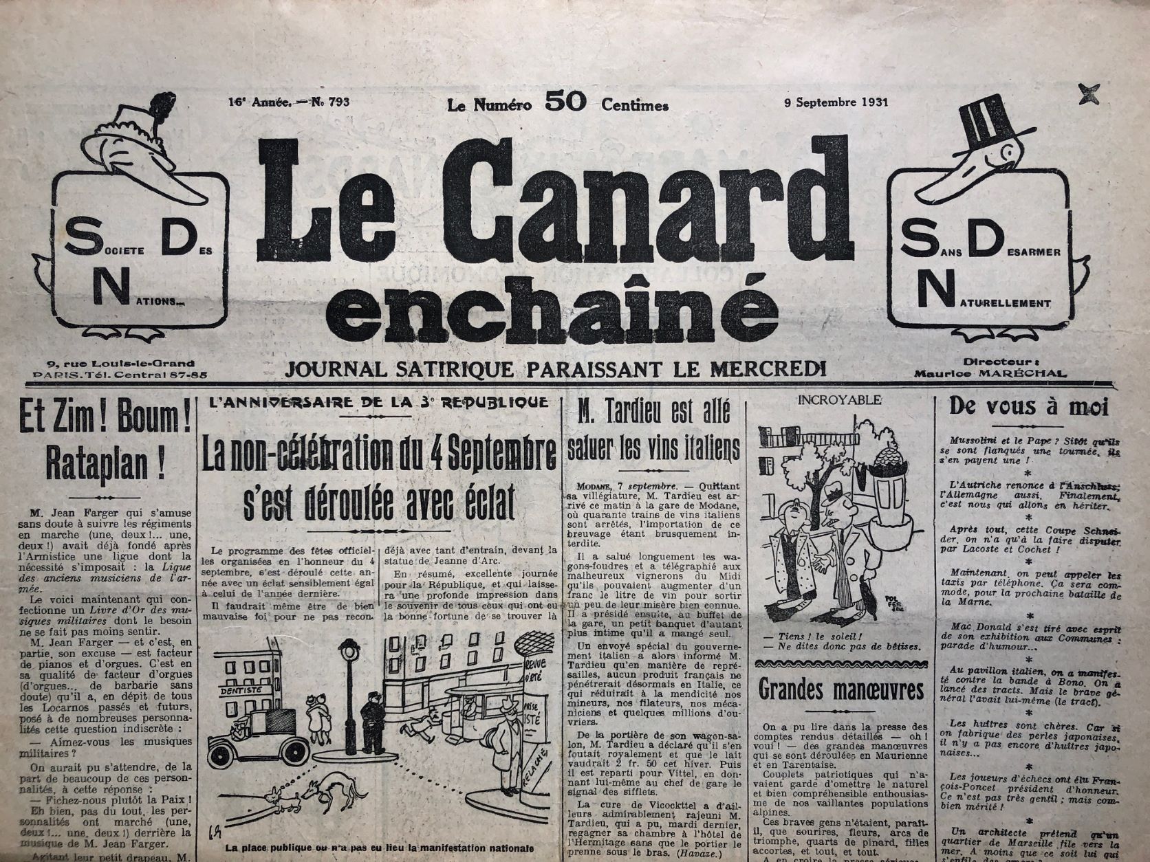 Couac ! | Acheter un Canard | Vente d'Anciens Journaux du Canard Enchaîné. Des Journaux Satiriques de Collection, Historiques & Authentiques de 1916 à 2004 ! | 793