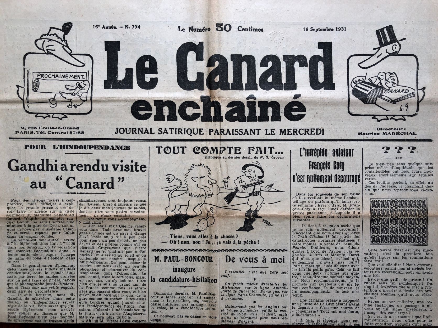 Couac ! | Acheter un Canard | Vente d'Anciens Journaux du Canard Enchaîné. Des Journaux Satiriques de Collection, Historiques & Authentiques de 1916 à 2004 ! | 794