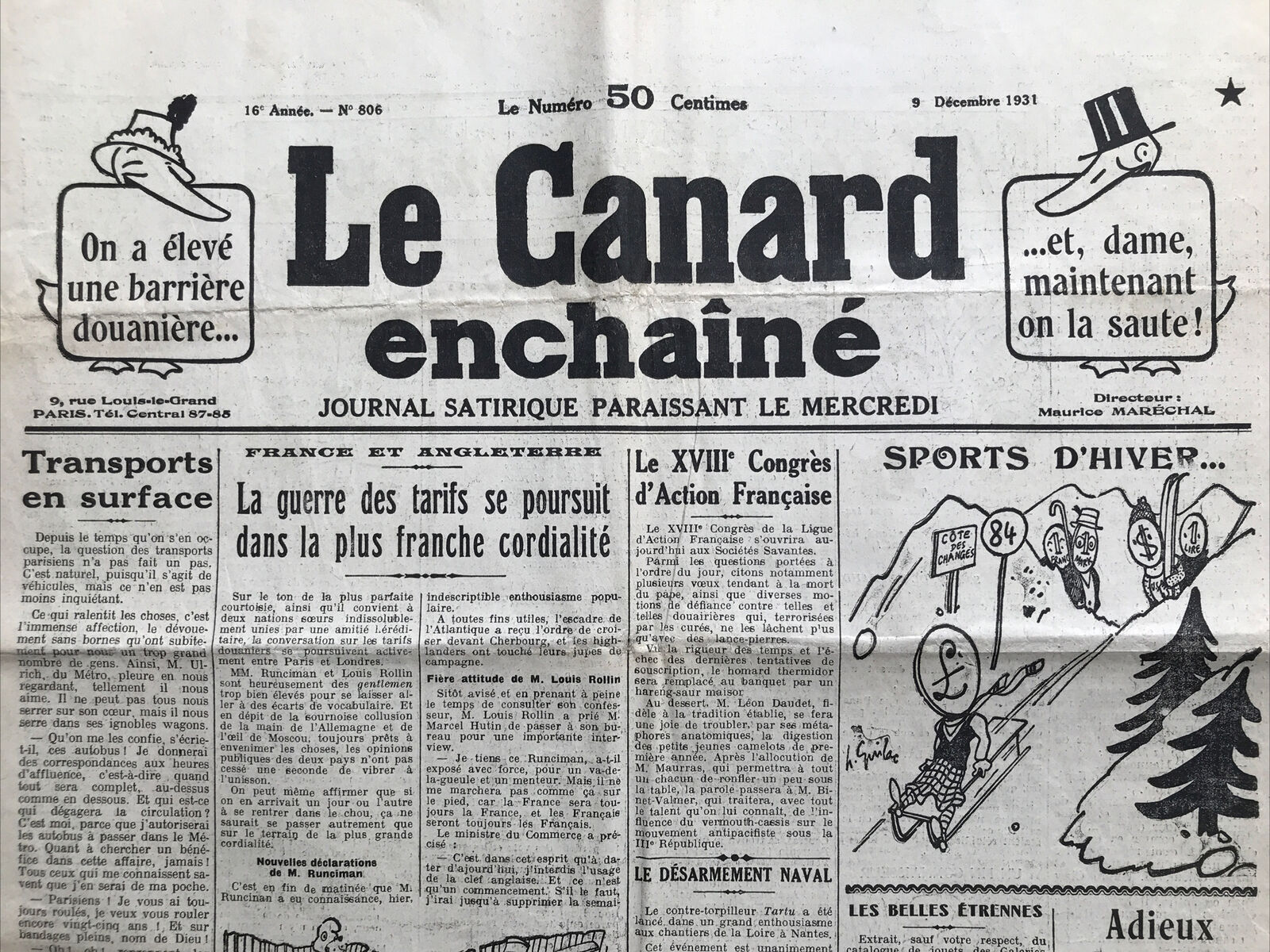 Couac ! | Acheter un Canard | Vente d'Anciens Journaux du Canard Enchaîné. Des Journaux Satiriques de Collection, Historiques & Authentiques de 1916 à 2004 ! | 806