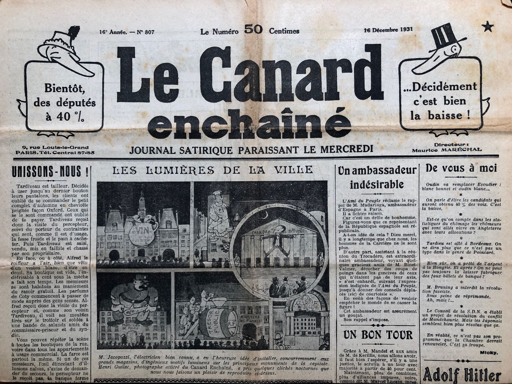 Couac ! | Acheter un Canard | Vente d'Anciens Journaux du Canard Enchaîné. Des Journaux Satiriques de Collection, Historiques & Authentiques de 1916 à 2004 ! | 807