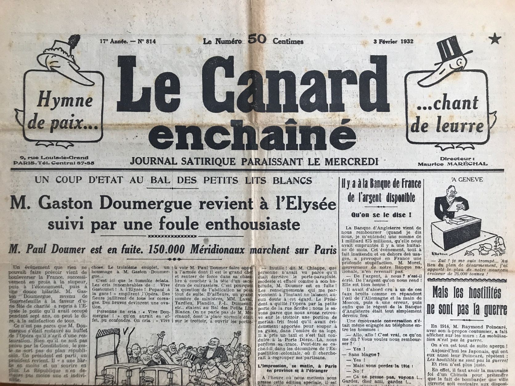 Couac ! | Acheter un Canard | Vente d'Anciens Journaux du Canard Enchaîné. Des Journaux Satiriques de Collection, Historiques & Authentiques de 1916 à 2004 ! | 814