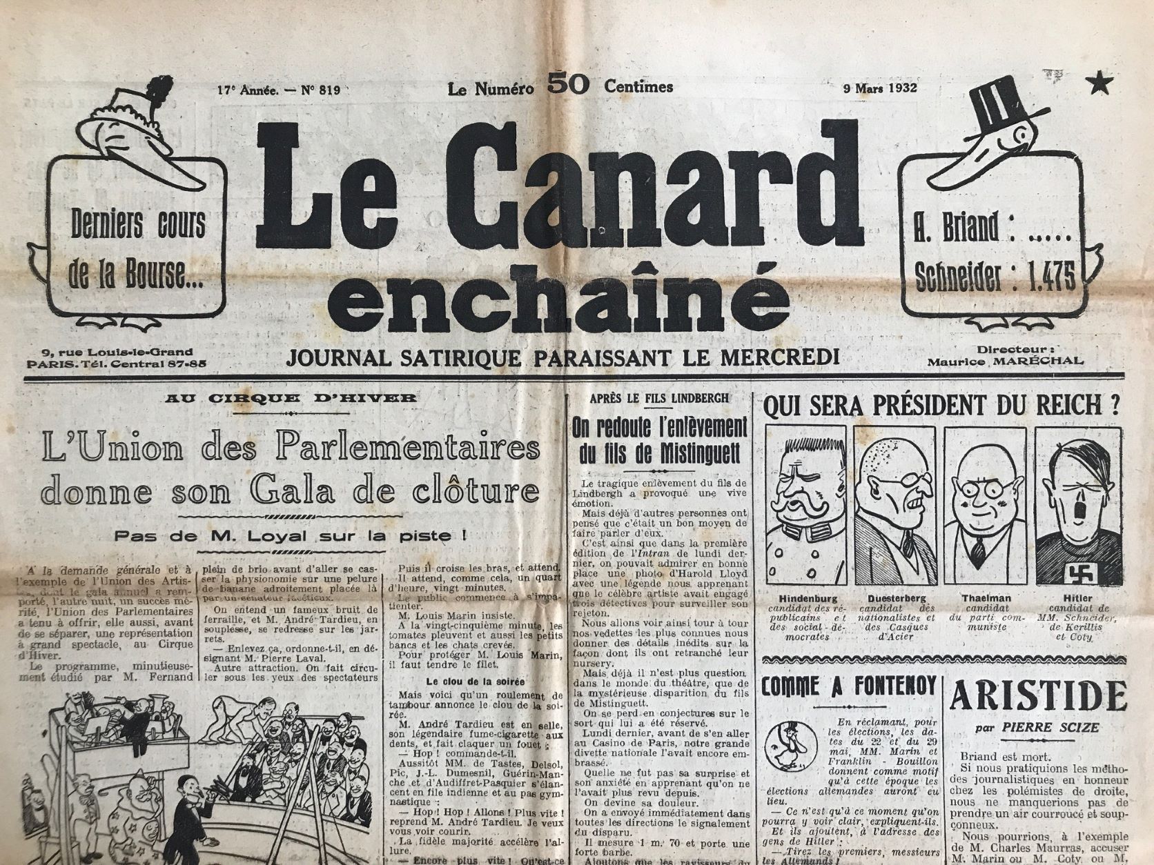 Couac ! | Acheter un Canard | Vente d'Anciens Journaux du Canard Enchaîné. Des Journaux Satiriques de Collection, Historiques & Authentiques de 1916 à 2004 ! | 819