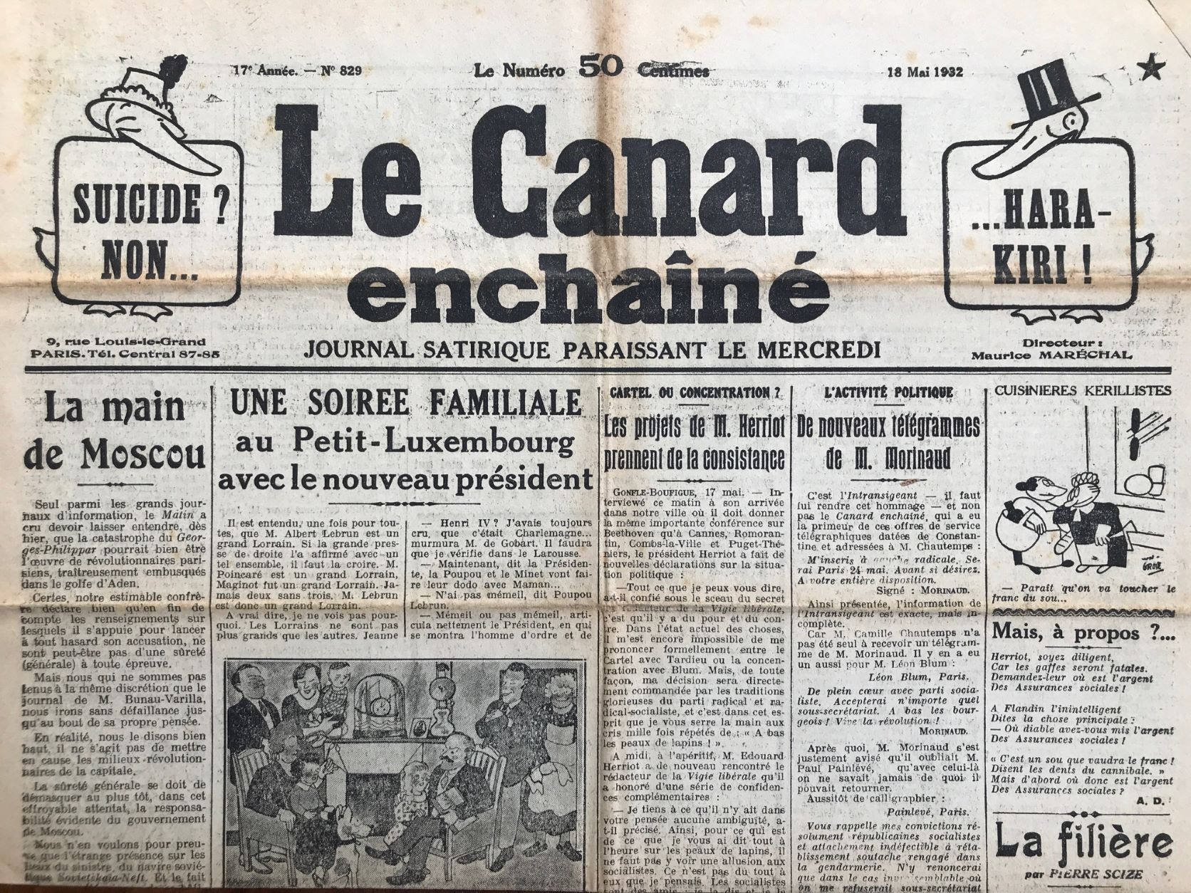 Couac ! | Acheter un Canard | Vente d'Anciens Journaux du Canard Enchaîné. Des Journaux Satiriques de Collection, Historiques & Authentiques de 1916 à 2004 ! | 829