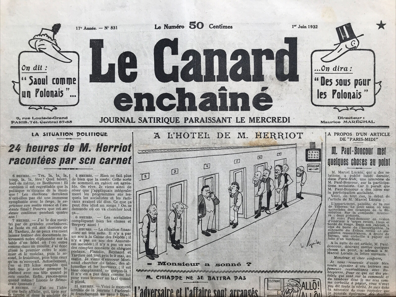 Couac ! | Acheter un Canard | Vente d'Anciens Journaux du Canard Enchaîné. Des Journaux Satiriques de Collection, Historiques & Authentiques de 1916 à 2004 ! | 831