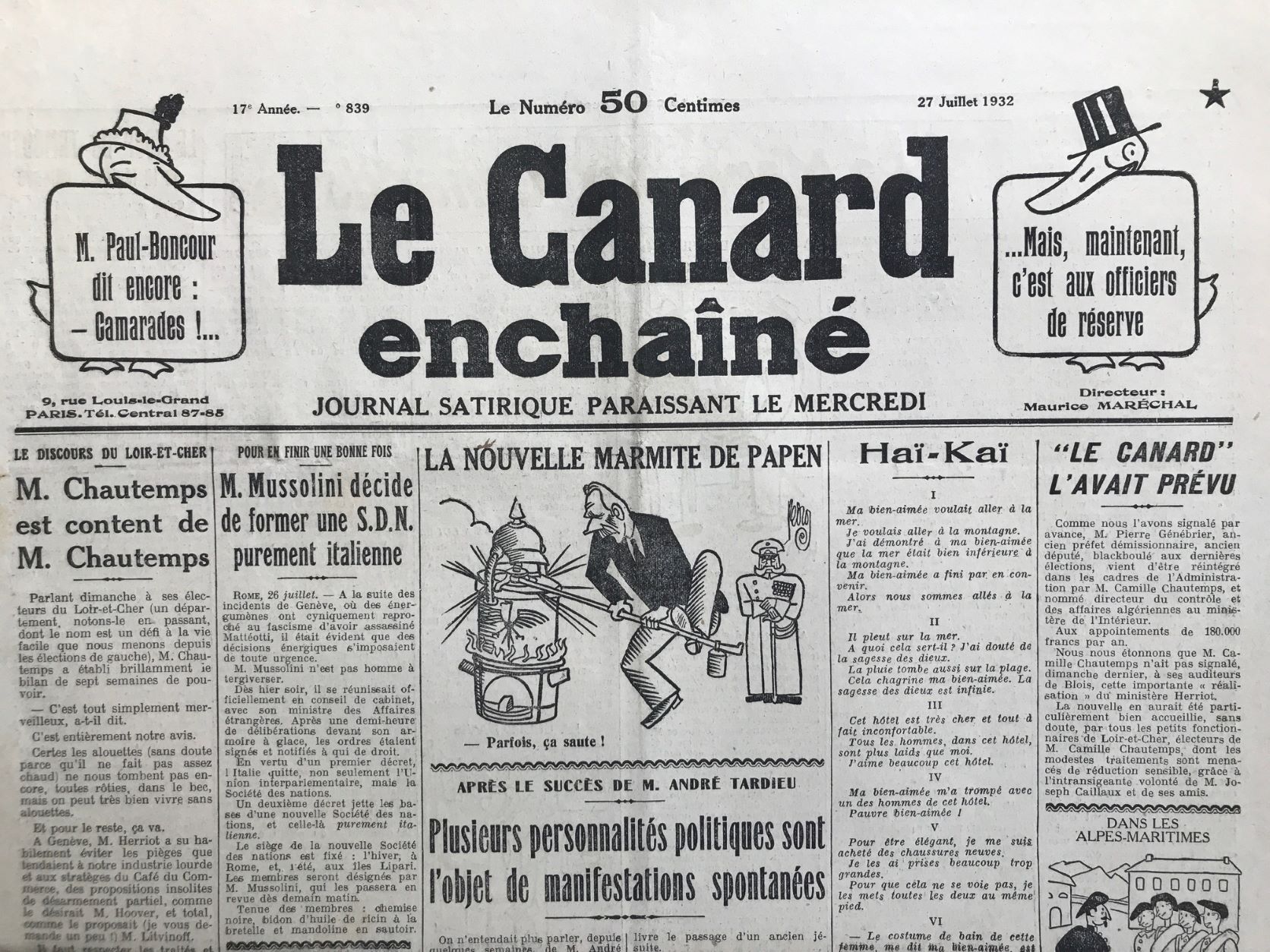 Couac ! | Acheter un Canard | Vente d'Anciens Journaux du Canard Enchaîné. Des Journaux Satiriques de Collection, Historiques & Authentiques de 1916 à 2004 ! | 839