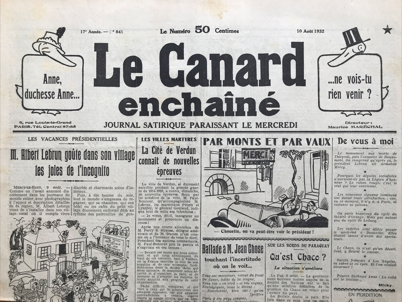 Couac ! | Acheter un Canard | Vente d'Anciens Journaux du Canard Enchaîné. Des Journaux Satiriques de Collection, Historiques & Authentiques de 1916 à 2004 ! | 841