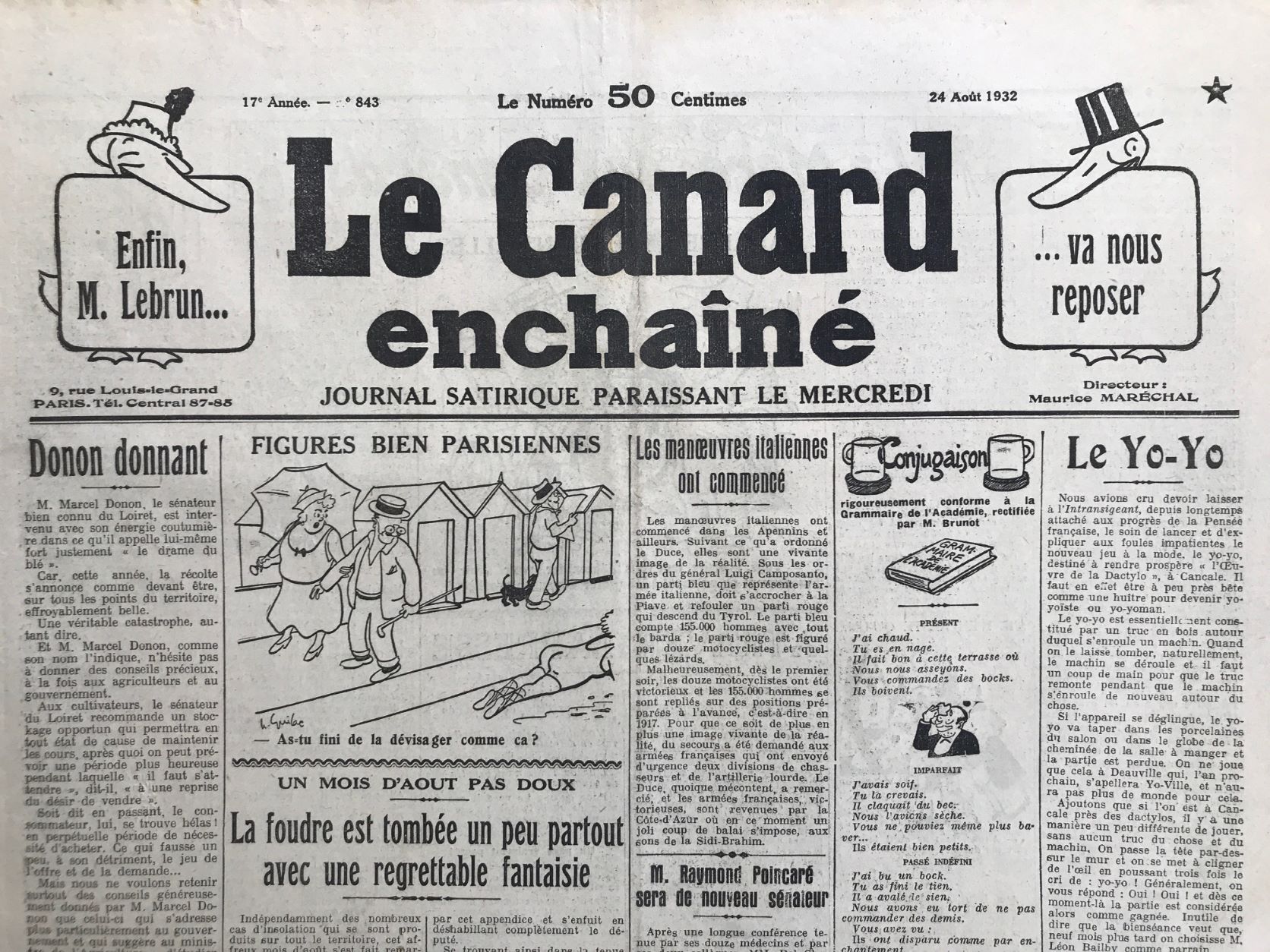 Couac ! | Acheter un Canard | Vente d'Anciens Journaux du Canard Enchaîné. Des Journaux Satiriques de Collection, Historiques & Authentiques de 1916 à 2004 ! | 843 1