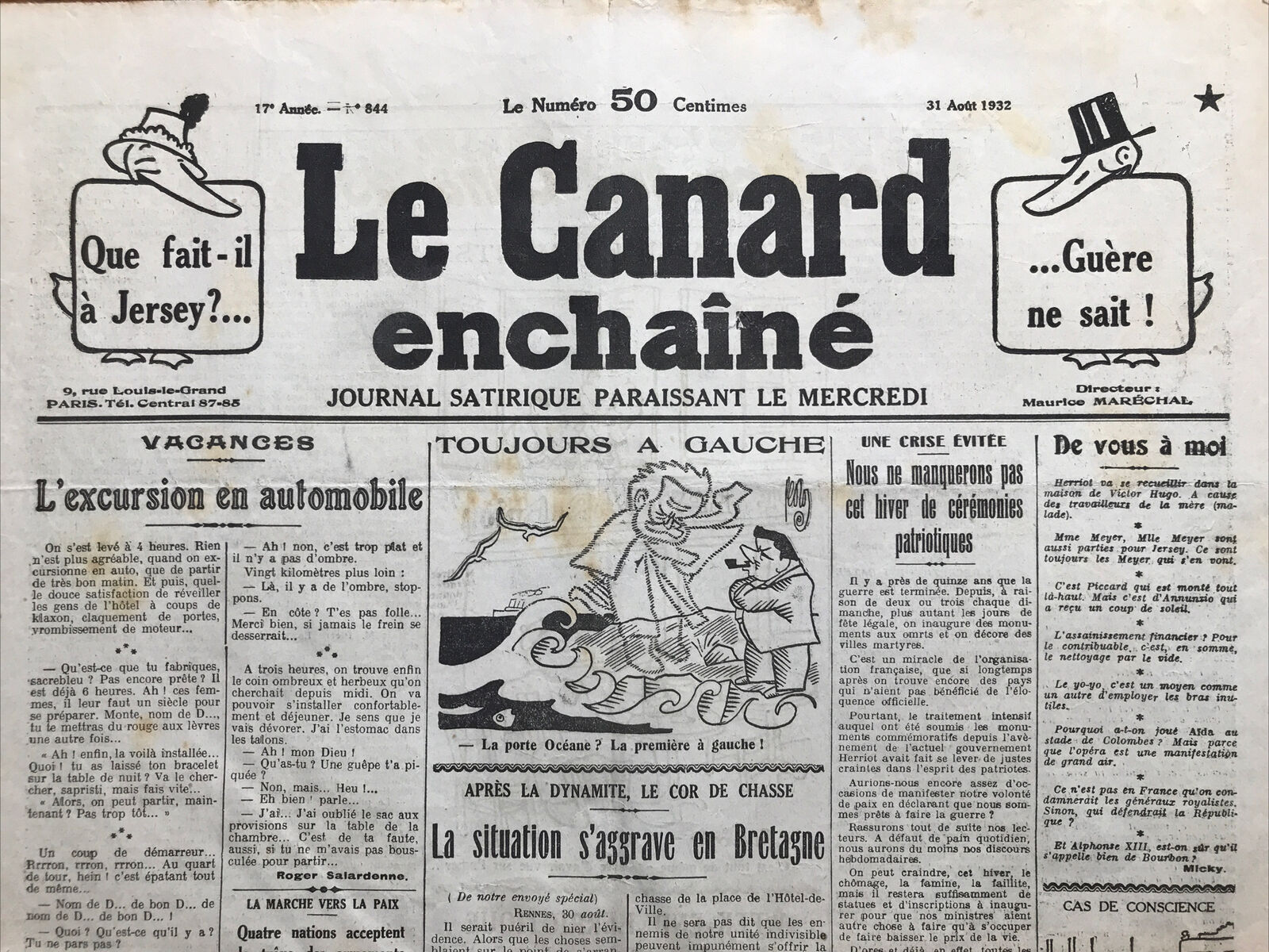 Couac ! | Acheter un Canard | Vente d'Anciens Journaux du Canard Enchaîné. Des Journaux Satiriques de Collection, Historiques & Authentiques de 1916 à 2004 ! | 844