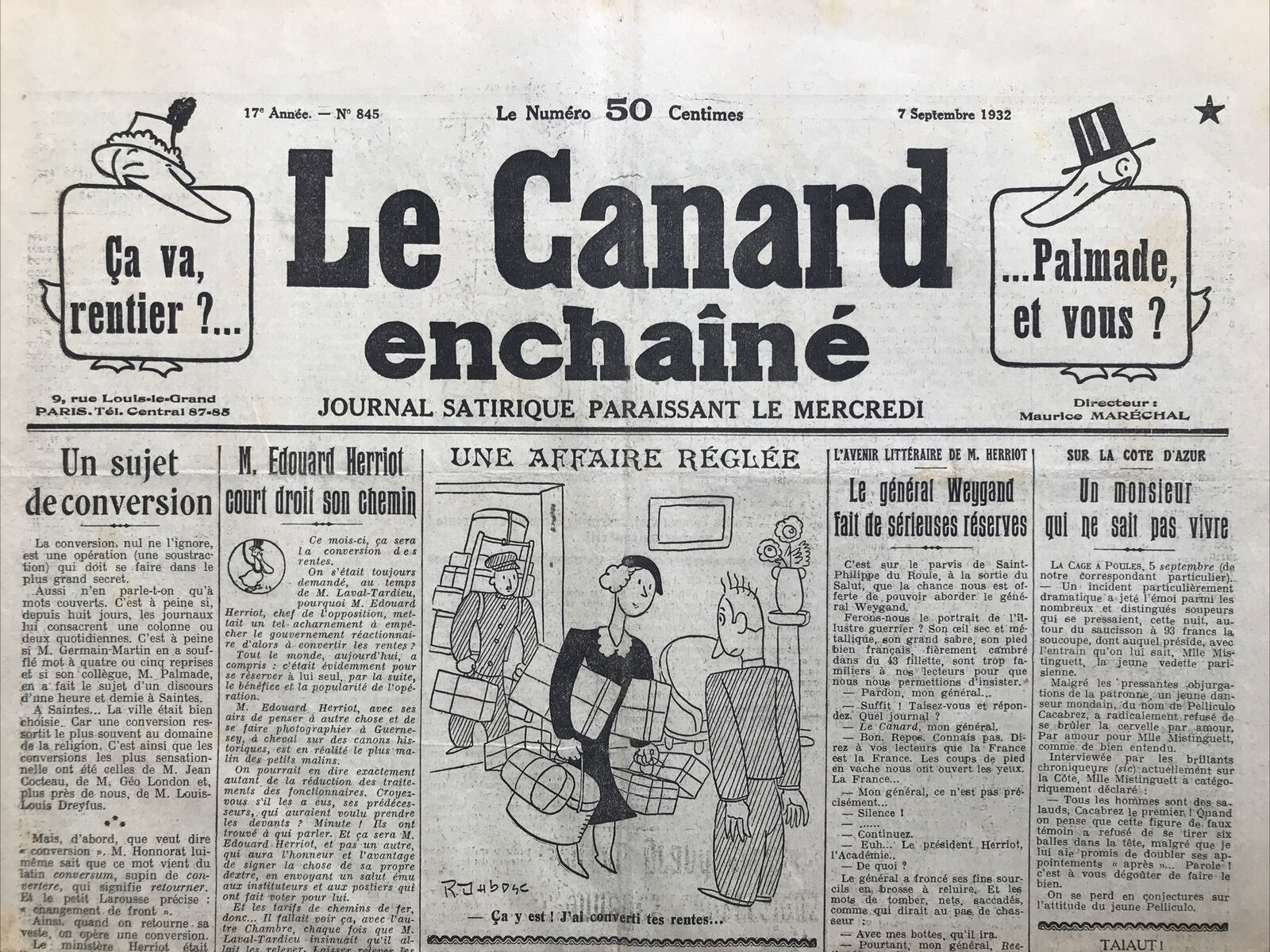 Couac ! | Acheter un Canard | Vente d'Anciens Journaux du Canard Enchaîné. Des Journaux Satiriques de Collection, Historiques & Authentiques de 1916 à 2004 ! | 845