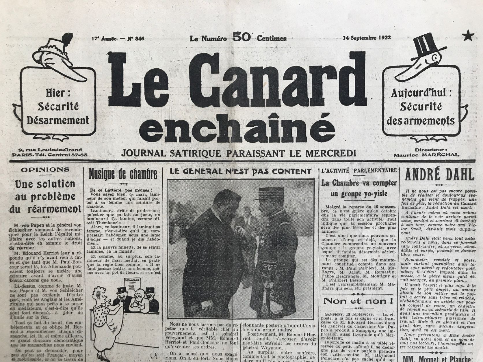 Couac ! | Acheter un Canard | Vente d'Anciens Journaux du Canard Enchaîné. Des Journaux Satiriques de Collection, Historiques & Authentiques de 1916 à 2004 ! | 846