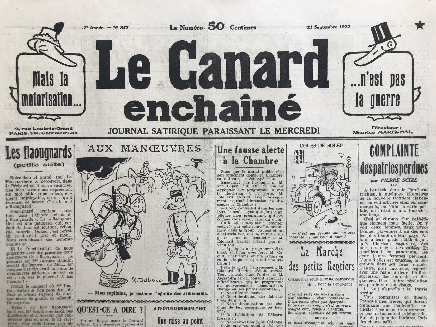 Couac ! | Acheter un Canard | Vente d'Anciens Journaux du Canard Enchaîné. Des Journaux Satiriques de Collection, Historiques & Authentiques de 1916 à 2004 ! | 847