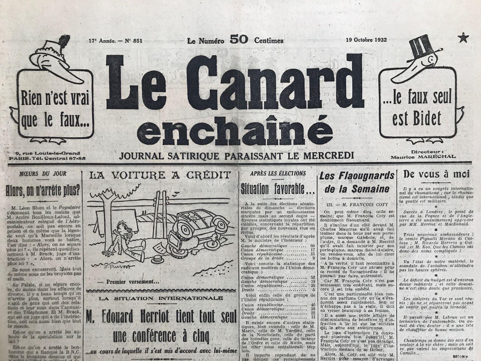 Couac ! | Acheter un Canard | Vente d'Anciens Journaux du Canard Enchaîné. Des Journaux Satiriques de Collection, Historiques & Authentiques de 1916 à 2004 ! | 851