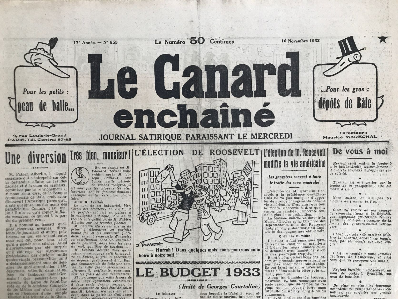 Couac ! | Acheter un Canard | Vente d'Anciens Journaux du Canard Enchaîné. Des Journaux Satiriques de Collection, Historiques & Authentiques de 1916 à 2004 ! | 855