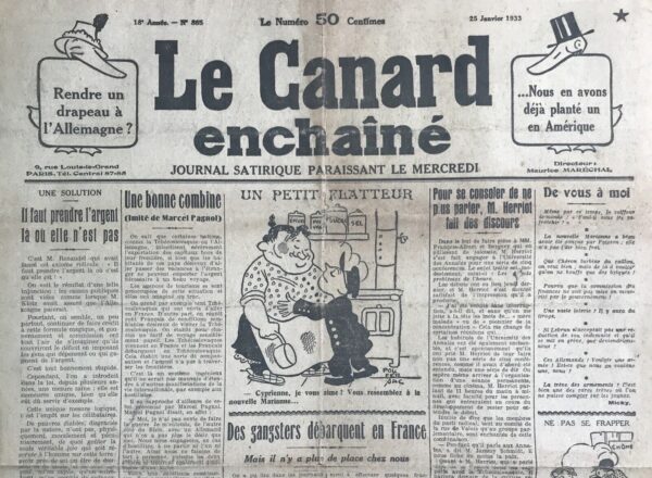 Couac ! | N° 865 du Canard Enchaîné - 25 Janvier 1933 | Nos Exemplaires du Canard Enchaîné sont archivés dans de bonnes conditions de conservation (obscurité, hygrométrie maitrisée et faible température), ce qui s'avère indispensable pour des journaux anciens. | 865 e1674891711632